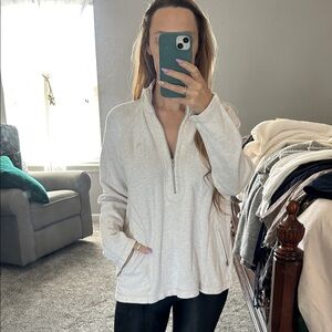 Light Cream Half-Zip Pullover Sweatshirt - Women